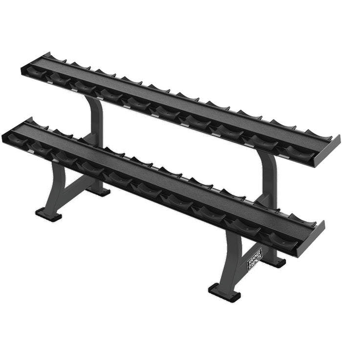 Hammer Strength Two Tier Dumbbell Rack Life Fitness Dumbell racks, power block stand, plate and bar storage, kettlebell racks, ball racks HS-FW-DR2-charcoal-1000x1000_6252a173-e04b-4741-b4c5-6b6b02d8a891