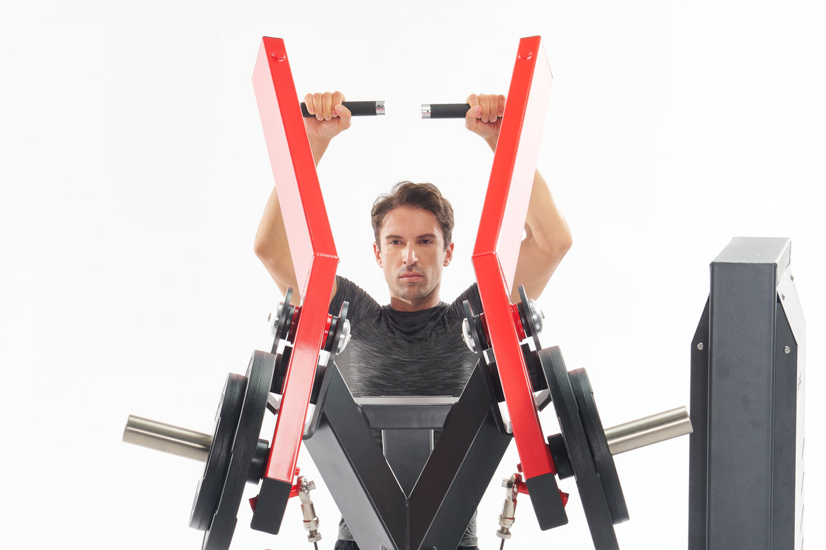 Shua G7703 Hybrid Lat Pulldown selectorized machine, studio render 3 of 5