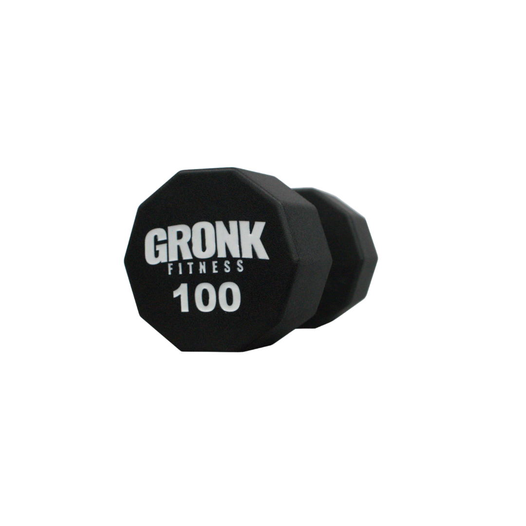 Dumbbell, 10 sided Urethane, Gronk, 100lb - Final Stock Gronk Fitness Products Dumbbells 10_Sided_GFP_DB-100_LB