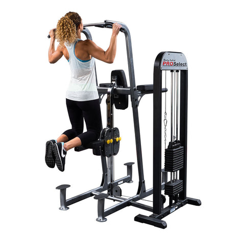 Body Solid FCD-STK Pro Select Weight Assist Chin-Up Dip, 310lb Body Solid Selectorized, single stack, assembly required FCD-STK-Cutout-Female-2015__54169.1735662094