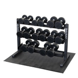 Body-Solid GDR363B 3-Tier Dumbbell Rack — loaded studio view