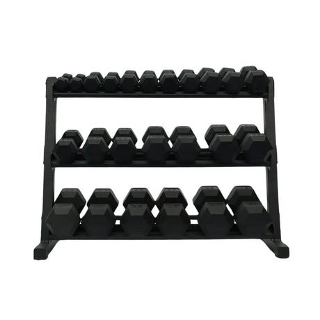 Gronk Fitness 5-50 lb Rubber Hex Dumbbell Set with 3-Tier Rack Gronk Fitness Dumbbells Gronk_Fitness_DB_Rack-_8_12lb_Kit_1080x_720x_937bab08-c35b-4bdb-8130-094249ee7f53