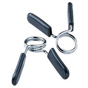 Pair of Body-Solid 1-inch spring collars with chrome coils and black rubber-coated handles