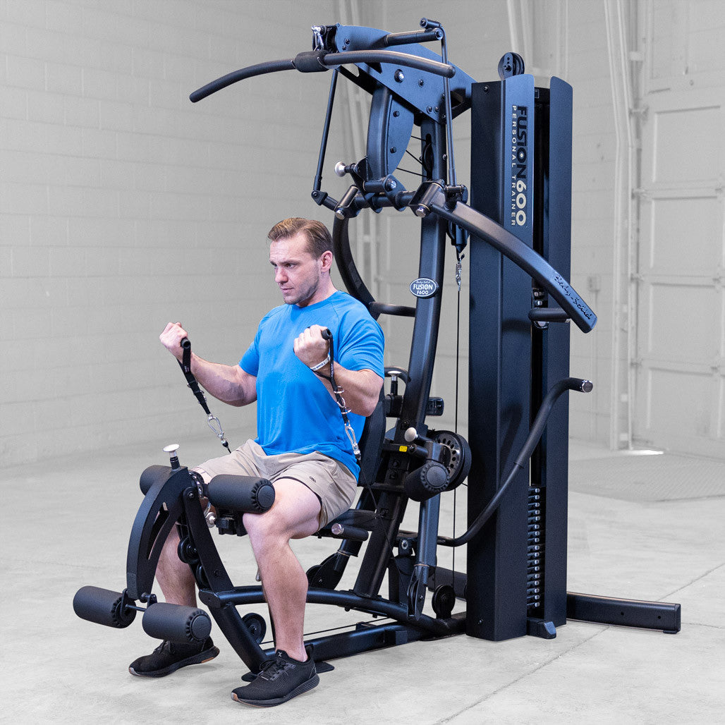 Body Solid - Fusion 600 Personal Gym, 310lb Stack, Black Body Solid Home Gym, Small; Single stack or a-frame double stack (functional trainer). 5 functions or less body-solid_fusion-600-personal-trainer_main