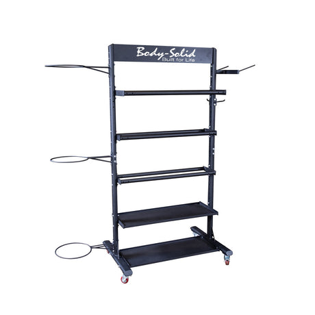 Body-Solid GAR250 Multi Storage Tower Body Solid Dumbell racks, power block stand, plate and bar storage, kettlebell racks, ball racks bodysolid_gar250_front_1
