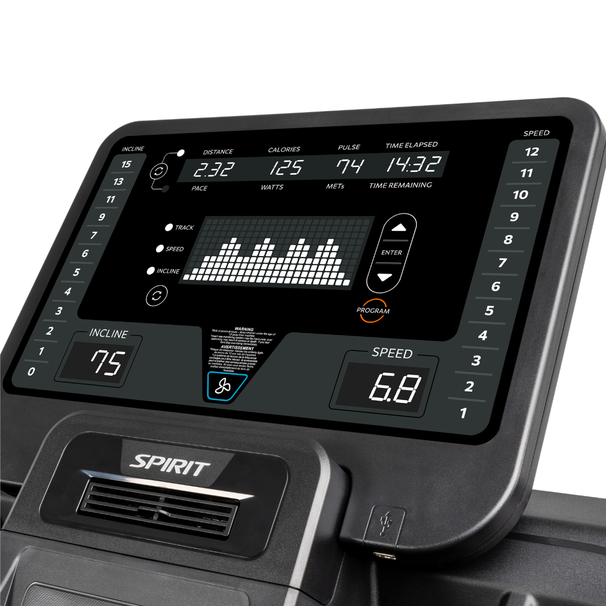 Spirit CT800 Treadmill | Black Spirit Treadmill; Residentail Commercial Frame over 350lbs ct850-black4final