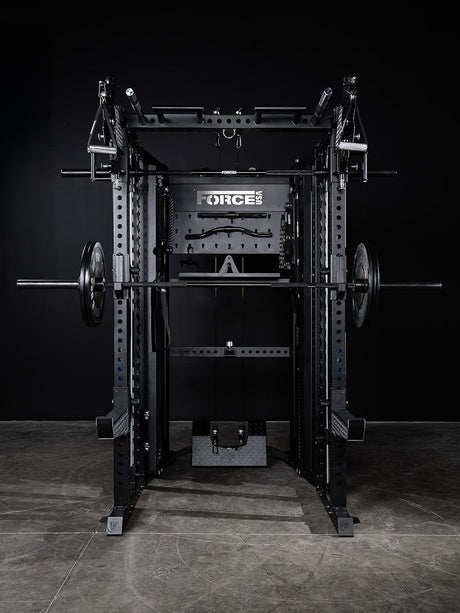 Force USA C20 All-In-One Trainer — front view with barbell