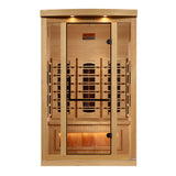 Front view through the glass door showing three heater panels and the salt bar