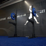Gronk Fitness Squat Stand side view with barbell and weights