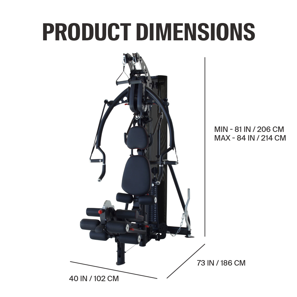 Inspire M3 Multi Gym dimensions diagram