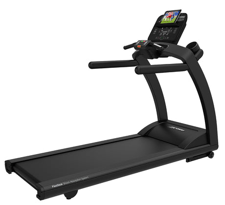 Life Fitness Run CX treadmill with a tablet in the console device holder