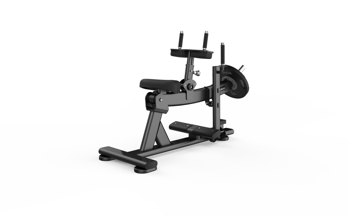 Shua G6910 Seated Calf Raise plate loaded machine, studio render 3 of 3