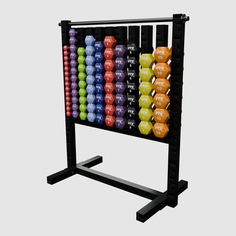 Troy MDR Lockable Vinyl/Neoprene Dumbbell Rack Troy Dumbell racks, power block stand, plate and bar storage, kettlebell racks, ball racks troy_aerobic-pac-rack_view-2